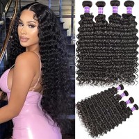 Malaysian Deep Wave Bundles Natural Black Color Wet and Wavy Hair
